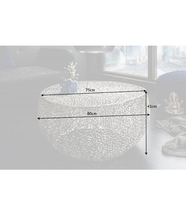 Invicta Interior Filigraan design salontafel ABSTRACT BLAD 80cm zilver handgemaakt - 40286