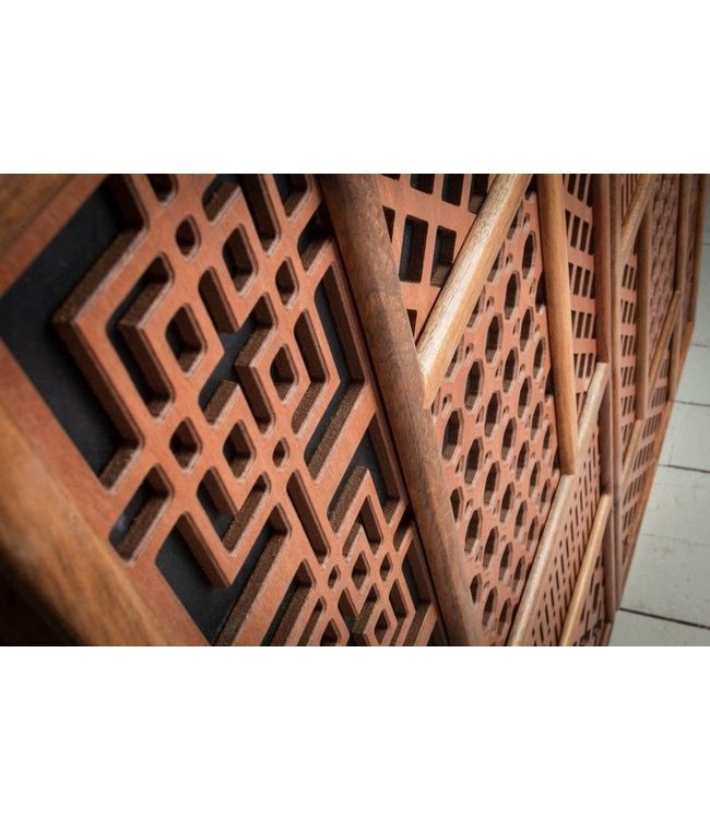 Invicta Interior Massief dressoir MARRAKESCH 120 cm mangohout met boho-stijl decoratie - 40301