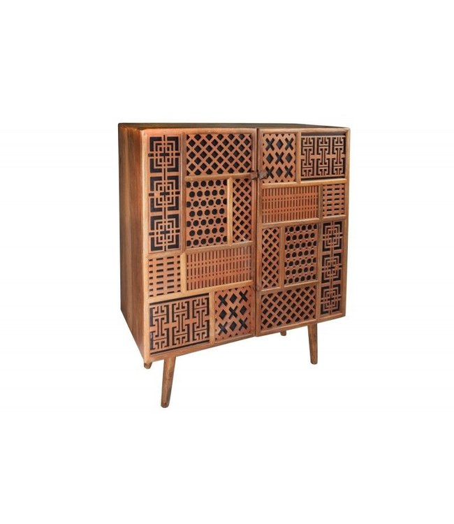 Invicta Interior Massief dressoir MARRAKESCH 120 cm mangohout met boho-stijl decoratie - 40301