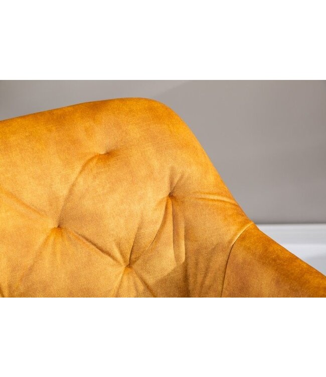 Invicta Interior In hoogte verstelbare bureaustoel DUTCH COMFORT mosterdgeel fluweel met quilting - 40303