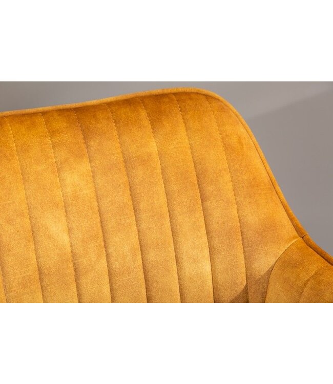 Invicta Interior In hoogte verstelbare bureaustoel TURIN mosterdgeel fluweel met armleuning draaistoel - 40306