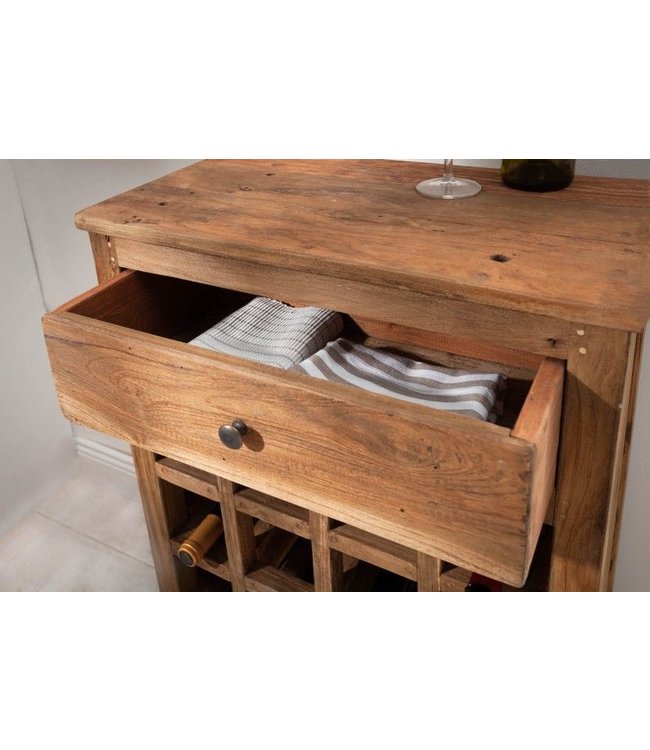 Invicta Interior Massief wijnrek HEMINGWAY 56cm gerecycled massief houten wijnkast voor 16 flessen - 40312