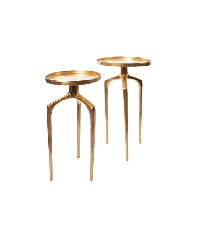 Invicta Interior Set van 2 bijzettafels ABSTRACT 60cm goudkleurig metaal rond shabby chic design - 40357
