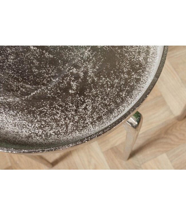 Invicta Interior Set van 2 bijzettafels ABSTRACT 60cm zilverkleurig metaal rond shabby chic design - 40358