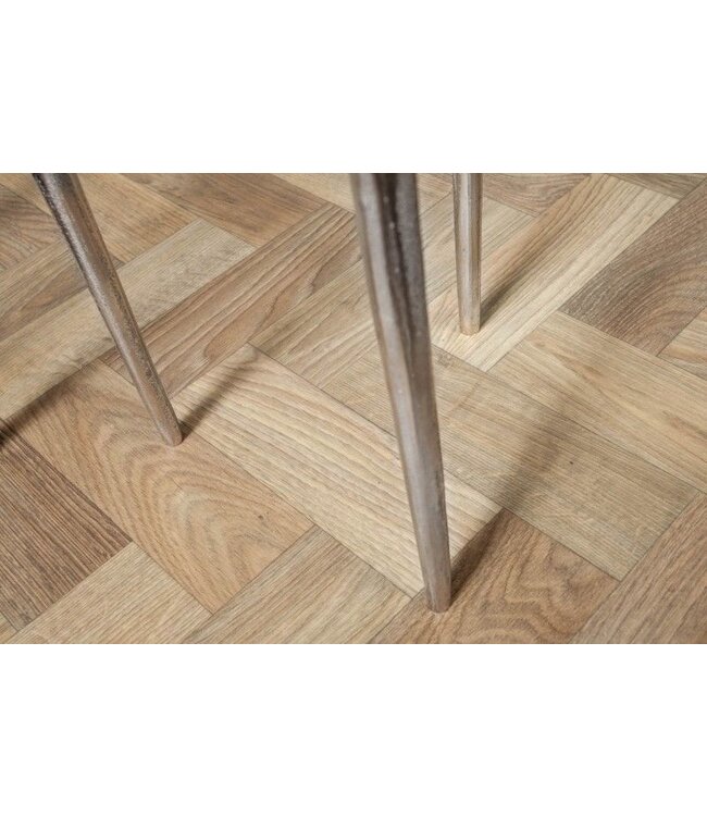 Invicta Interior Set van 2 bijzettafels ABSTRACT 60cm zilverkleurig metaal rond shabby chic design - 40358