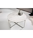 Invicta Interior Ronde salontafel NOBLE 65cm wit marmer afneembaar tafelblad opvouwbaar zilver metaal - 40361