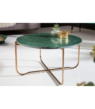 Invicta Interior Ronde salontafel NOBLE 65cm groen marmer afneembaar tafelblad opvouwbaar goud metaal - 40362