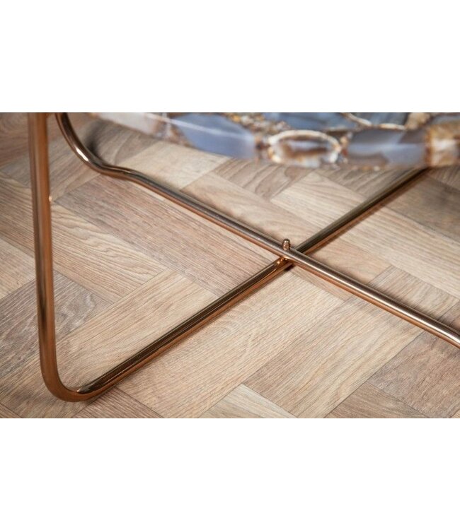 Invicta Interior Ronde salontafel NOBLE 65cm edelsteen agaat afneembaar tafelblad gouden metalen frame - 40364