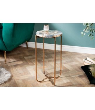 Invicta Interior Ronde bijzettafel NOBLE I 35cm edelsteen agaat opvouwbaar gouden metalen frame - 40368