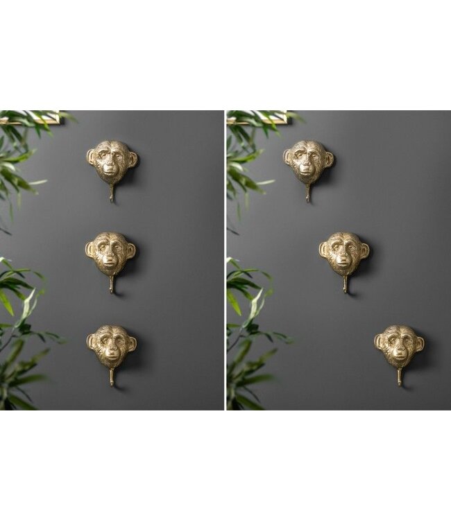 Invicta Interior Extravagante jashaak set van 3 THREE APES 25cm goud handgemaakt - 40388