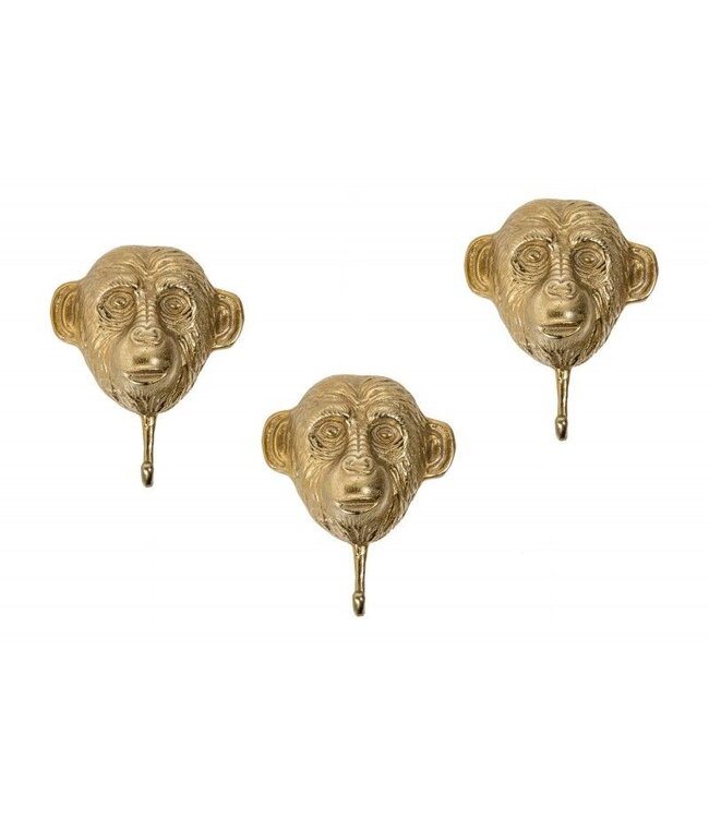 Invicta Interior Extravagante jashaak set van 3 THREE APES 25cm goud handgemaakt - 40388