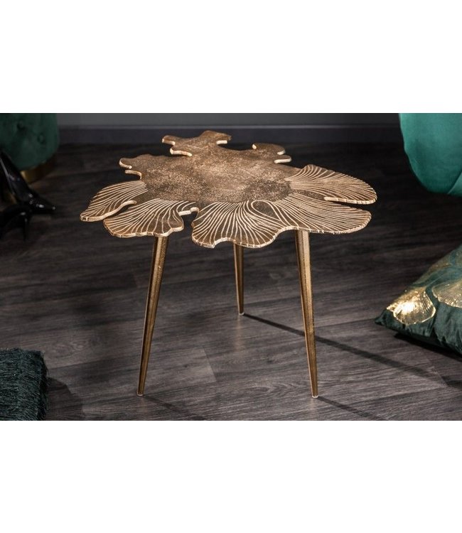 Invicta Interior Handgemaakte salontafel ABSTRACT LEAF 60cm goud filigraan bladontwerp - 40390