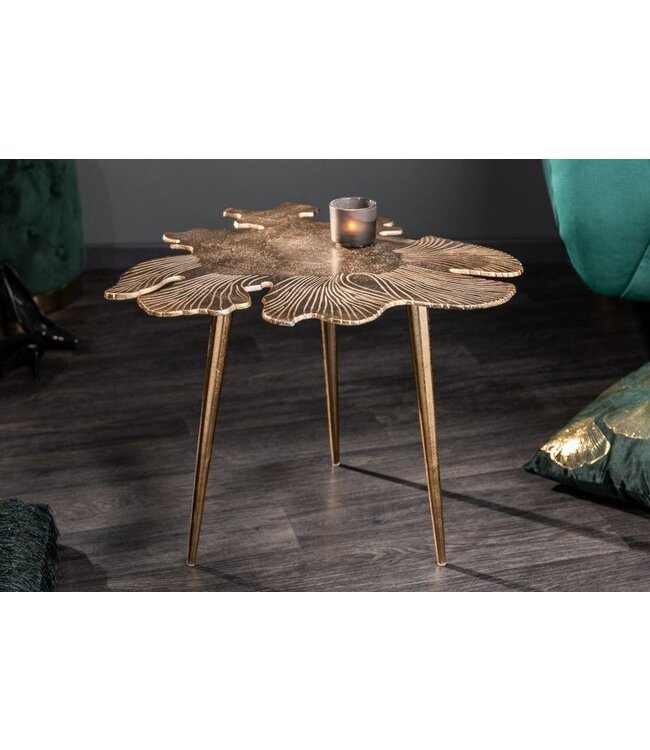 Invicta Interior Handgemaakte salontafel ABSTRACT LEAF 60cm goud filigraan bladontwerp - 40390