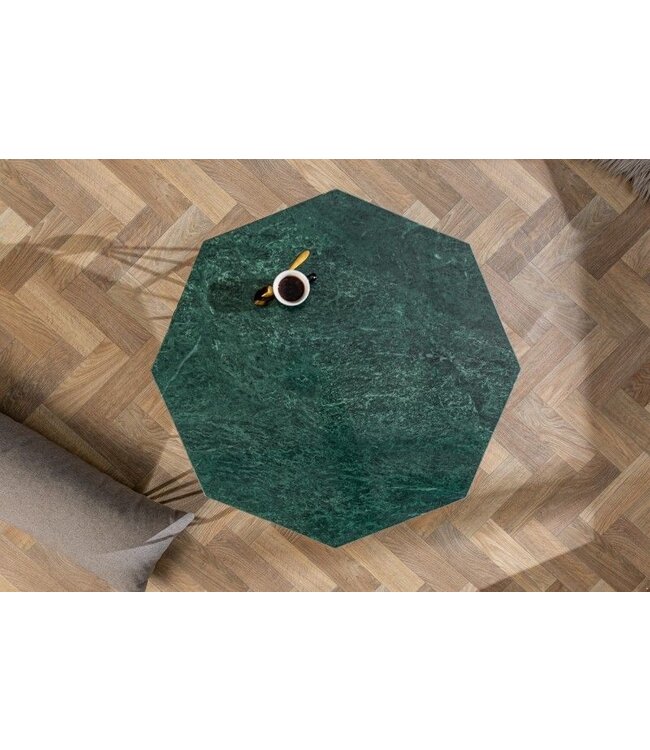 Invicta Interior Elegante salontafel DIAMOND 70cm groen messing met marmeren blad - 40392