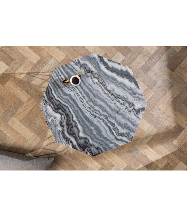 Invicta Interior Elegante salontafel DIAMOND 70cm grijs zwart met marmeren blad - 40394