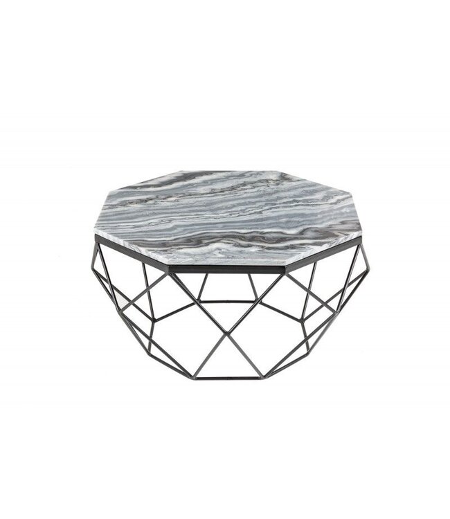 Invicta Interior Elegante salontafel DIAMOND 70cm grijs zwart met marmeren blad - 40394