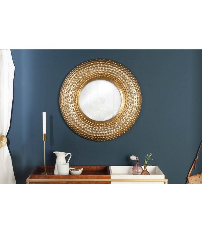 Invicta Interior Handgemaakte wandspiegel ORIENT 60cm goud in gehamerd ontwerp van metaal - 40396