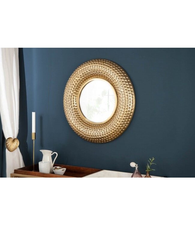 Invicta Interior Handgemaakte wandspiegel ORIENT 60cm goud in gehamerd ontwerp van metaal - 40396