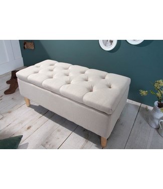 Invicta Interior Chesterfield borstbank CASTLE 100cm beige bank landelijke stijl met opbergruimte - 40408