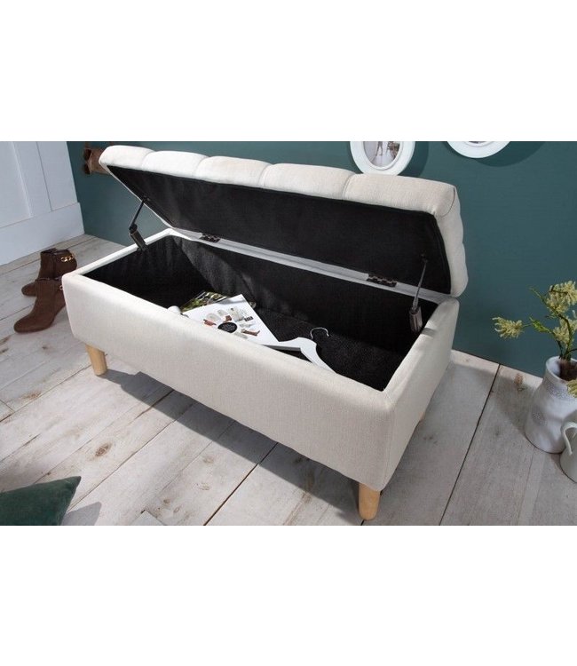 Invicta Interior Chesterfield borstbank CASTLE 100cm beige bank landelijke stijl met opbergruimte - 40408