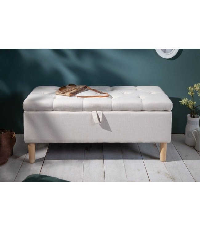 Invicta Interior Chesterfield borstbank CASTLE 100cm beige bank landelijke stijl met opbergruimte - 40408