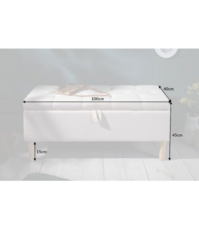 Invicta Interior Chesterfield borstbank CASTLE 100cm beige bank landelijke stijl met opbergruimte - 40408