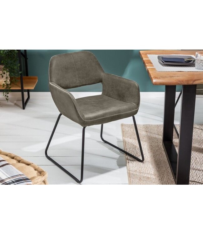 Invicta Interior Design stoel MUSTANG antiek taupe microvezel met armleuning - 40420