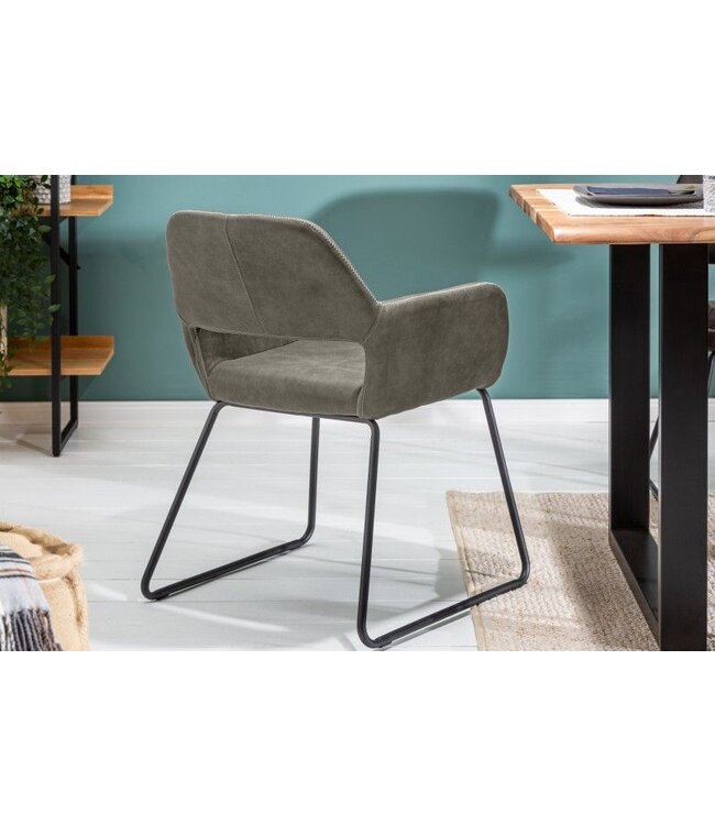 Invicta Interior Design stoel MUSTANG antiek taupe microvezel met armleuning - 40420