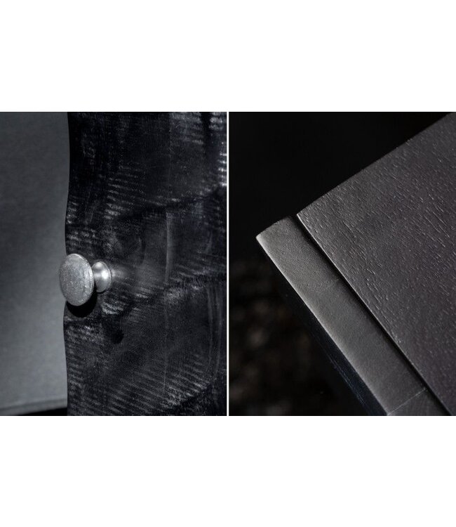 Invicta Interior Massief nachtkastje SCORPION 50 cm zwart mangohouten bijzettafeltje met 3D-houtsnijwerk - 40430