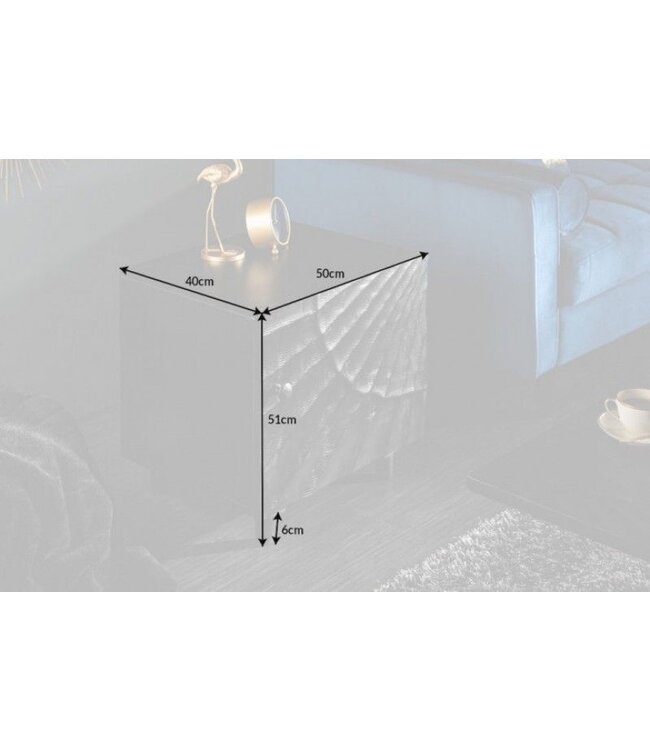 Invicta Interior Massief nachtkastje SCORPION 50 cm zwart mangohouten bijzettafeltje met 3D-houtsnijwerk - 40430