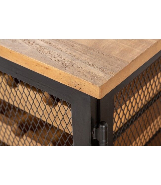 Invicta Interior industrieele wijnkast BODEGA 127cm gerecycleerd natuurlijk grenenhouten wijnrek voor 55 flessen - 40458