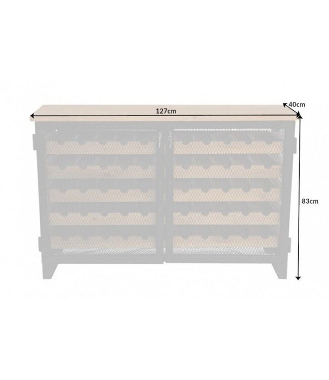 Invicta Interior industrieele wijnkast BODEGA 127cm gerecycleerd natuurlijk grenenhouten wijnrek voor 55 flessen - 40458