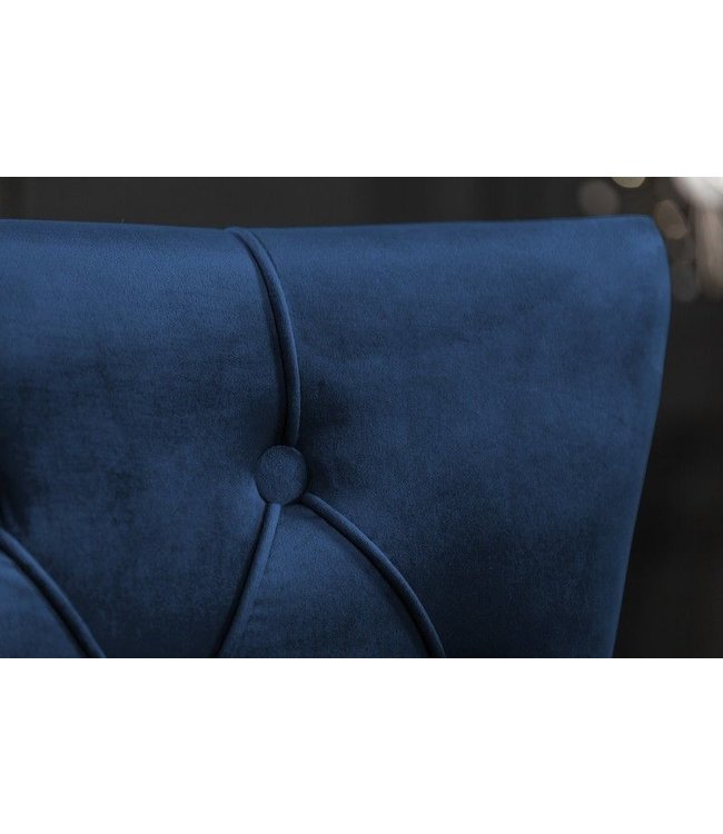 Invicta Interior Barokstoel CASTLE DELUXE koningsblauw fluweel leeuwenkop Chesterfield design eetkamerstoel klinknagels - 40473