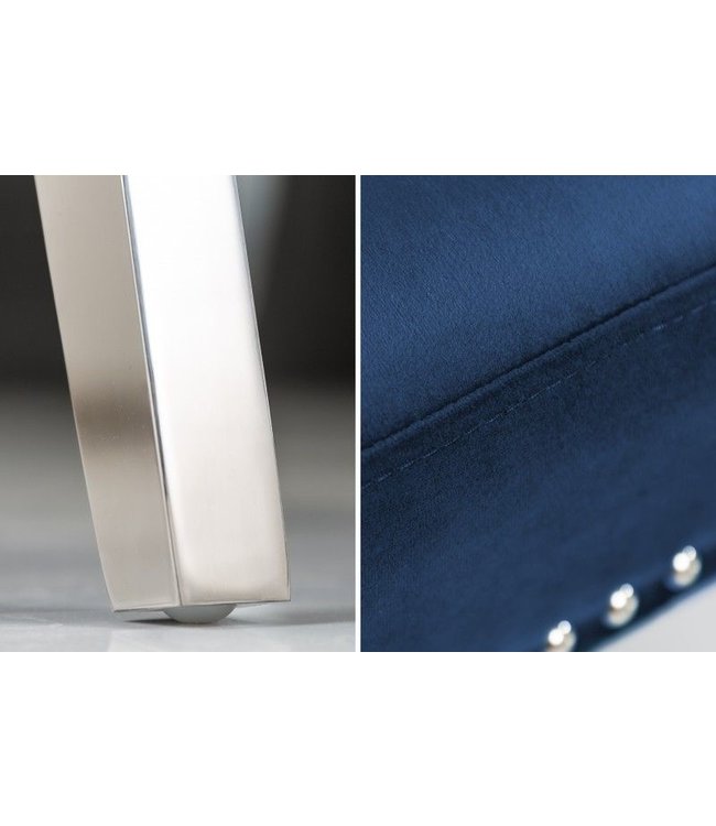 Invicta Interior Barokstoel CASTLE DELUXE koningsblauw fluweel leeuwenkop Chesterfield design eetkamerstoel klinknagels - 40473