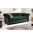 Invicta Interior Chesterfield 3-zitsbank 205cm flesgroen fluweel met knoopstiksel en veerkern - 40483