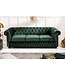 Invicta Interior Chesterfield 3-zitsbank 205cm flesgroen fluweel met knoopstiksel en veerkern - 40483