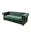 Invicta Interior Chesterfield 3-zitsbank 205cm flesgroen fluweel met knoopstiksel en veerkern - 40483