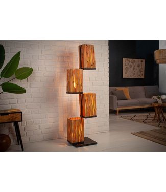 Invicta Interior Handgemaakte vloerlamp EUPHORIA 154cm longan hout met vier kappen - 40504