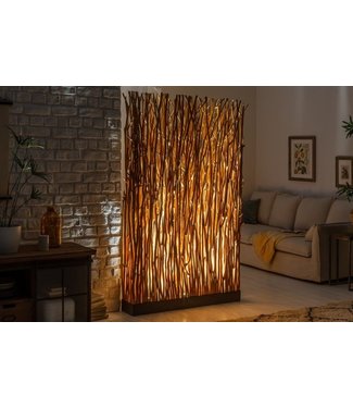 Invicta Interior Handgemaakte vloerlamp NATURAL PARAVENT 180cm longan houten scheidingswand - 40505