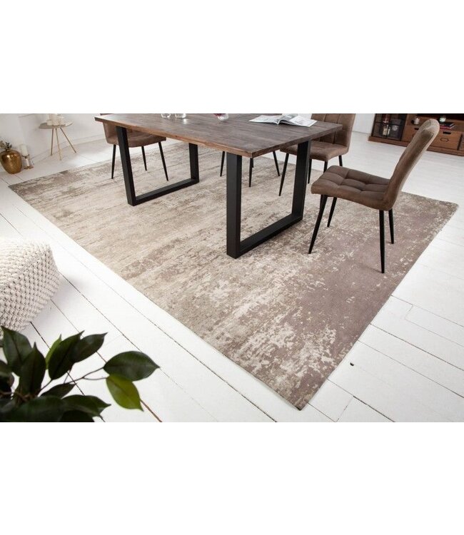 Invicta Interior Vintage katoenen tapijt MODERN ART XXL 350x240cm beige-grijs gewassen used look - 40524