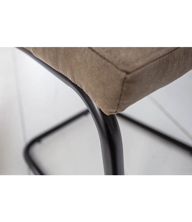 Invicta Interior industrieele sledestoel MODENA vintage taupe met decoratieve stiksels - 40551