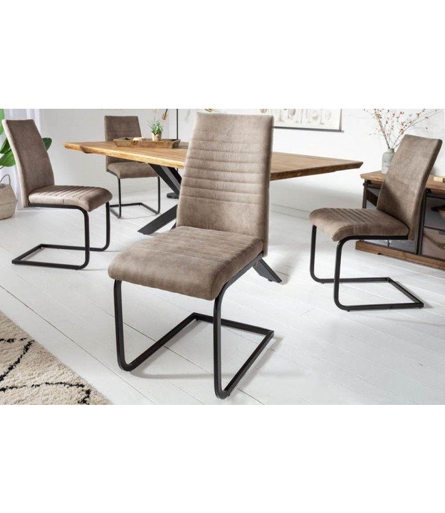 Invicta Interior industrieele sledestoel APPARTEMENT antiek taupe met metalen frame - 40552