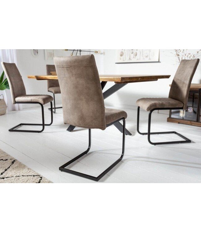 Invicta Interior industrieele sledestoel APPARTEMENT antiek taupe met metalen frame - 40552