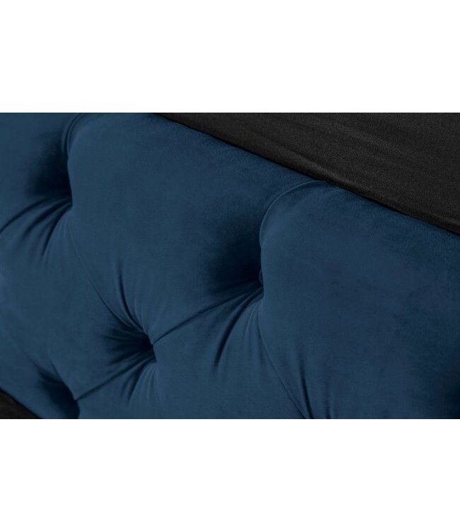 Invicta Interior Queensize tweepersoonsbed PARIS 160x200cm donkerblauw fluweel Chesterfield design - 40557