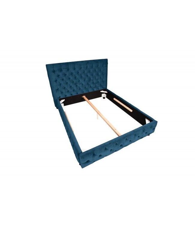 Invicta Interior Queensize tweepersoonsbed PARIS 160x200cm donkerblauw fluweel Chesterfield design - 40557