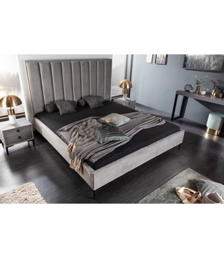 Invicta Interior Elegant bed COSMOPOLITE 160x200cm zilvergrijs fluweel - 40558