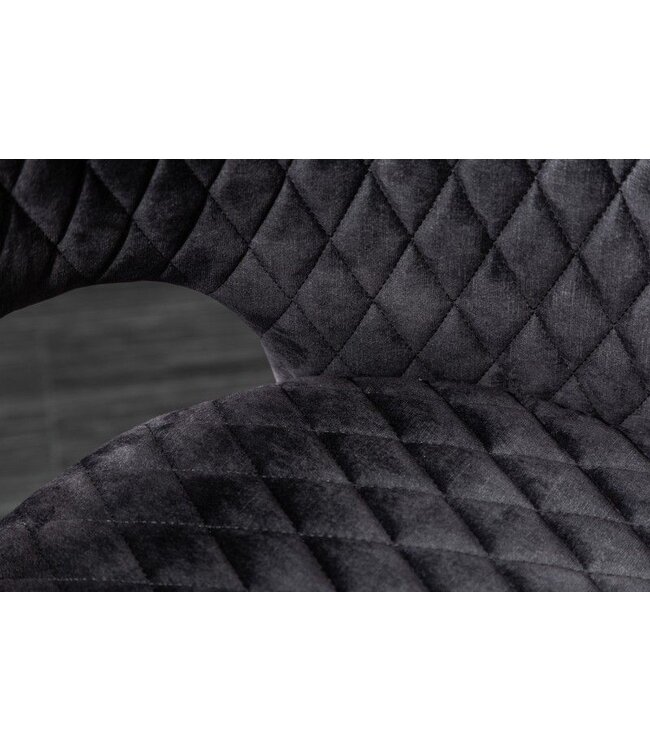 Invicta Interior Elegante stoel PARIS grijs fluweel decoratief quilten en gouden voetdoppen - 40571