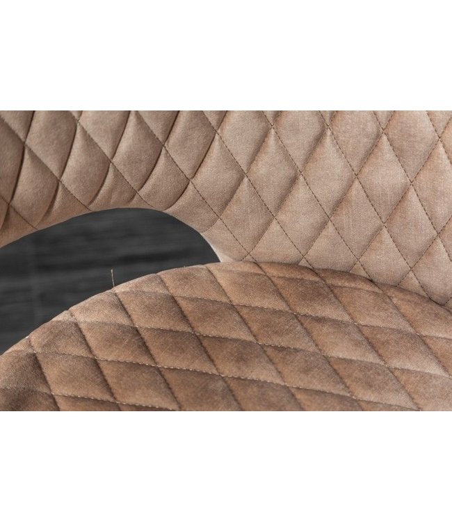 Invicta Interior Elegante stoel PARIS grijs fluweel decoratief quilten en gouden voetdoppen - 40572