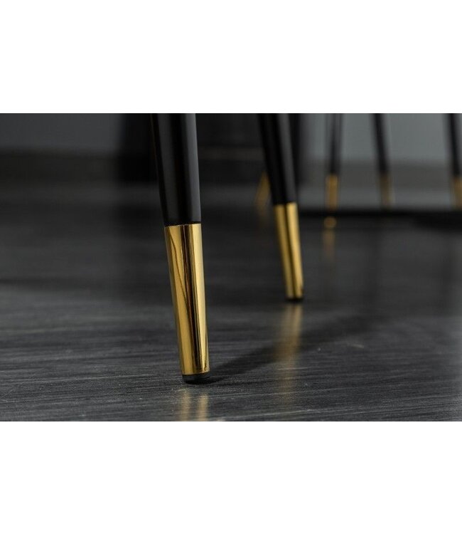 Invicta Interior Elegante stoel PARIS mosterdgeel fluweel decoratief quilten en gouden voetkappen - 40573