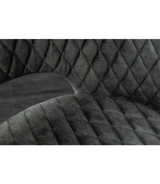 Invicta Interior Elegante stoel PARIS groen fluweel decoratief quilten en gouden voetdoppen - 40574